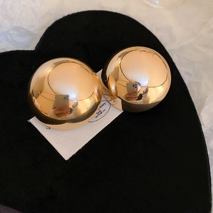 Smooth Semi-round Stud Earrings for Women Europe and America Simple Metal Cold Style Personality Exaggerated Temperament Jewelry