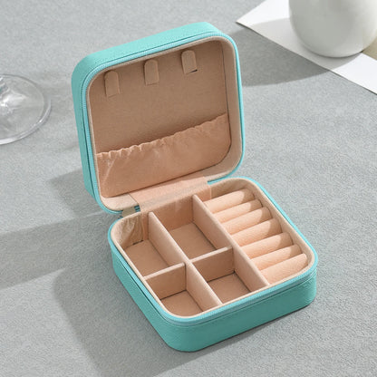 Portable Mini Jewelry Storage Box Travel Organizer Jewelry Case Leather Storage Earrings Necklace Ring Jewelry Organizer Display