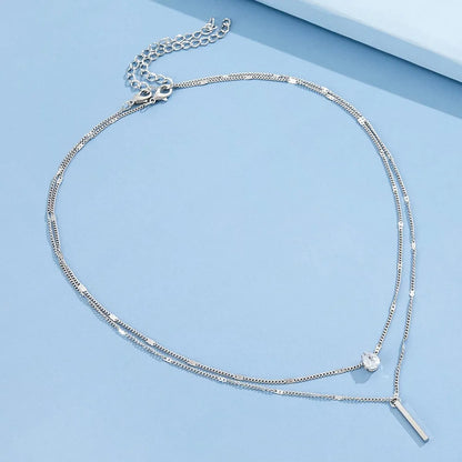 Multi-layer Five-pointed Star Heart Shape Water Drop Pendant Chain Necklace Alloy Material Glass Collarbone Chain Sexy Women New